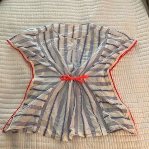 Crew Cuts beautiful blouse, cinch tie at waste. Blue w/ gorgeous side details 14